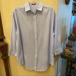 IKKS Women Light Blue Buttoned 3/4 Sleeves Top Size 36